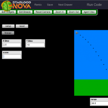 Screen shot from model showing projectile motion