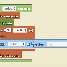 Code blocks for basic setup in StarLogo Nova