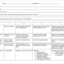 Screen shot of rubric