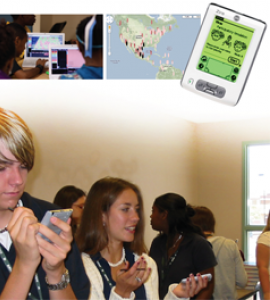 image of students playing virus PDA game from GUTS collage